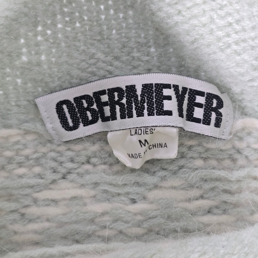 Obermeyer Zarra Womens Wool Snowflake Fair Isle Turtleneck Sweater Sage Green M - Picture 5 of 7